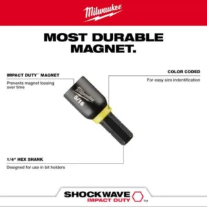 Milwaukee SHOCKWAVE Impact Duty 5/16 in. Alloy Steel Magnetic Insert Nut Driver