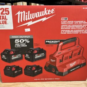 Milwaukee M18 6-Bay Rapid Charger & REDLITHIUM 4pk Battery Kit 48-59-1865POC