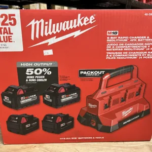 Milwaukee M18 6-Bay Rapid Charger & REDLITHIUM 4pk Battery Kit 48-59-1865POC