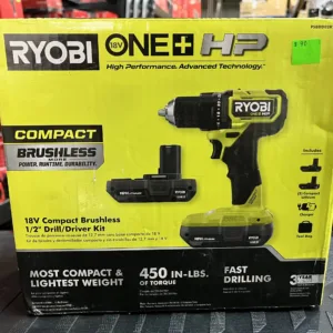 Ryobi ONE+ HP 18v Compact Brushless 1/2" Drill/Driver Kit PSBDD02K2X