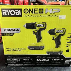 Ryobi ONE+ HP 18v Compact Brushless2-Tool Combo Kit PSBCK102K2