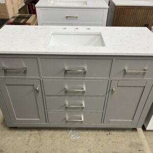 48"x19" Grey Shaker Vanity with Marble Sink Top