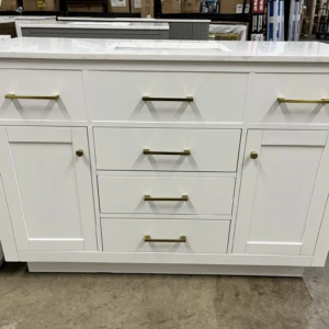 48" White Shaker Bath Vanity with Marble Sink Top