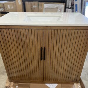 36"x19" Espresso Fluted Vanity with Quartz Sink Top