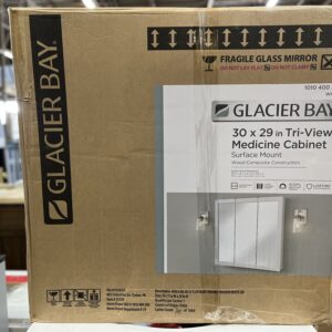 30-3/16 in. W x 29 in. H Framed Surface-Mount Tri-View Bathroom Medicine Cabinet with Mirror, White