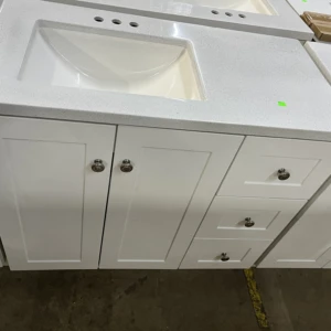 36"x19" Three Drawer Bath Vanity with Left Offset Sink Top