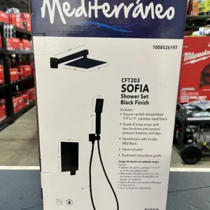 Mediterraneo Sofia 2-Handle 2- -Spray of Rain Shower Faucet and HandShower Combo Kit with Rectangle Shower Head in Black