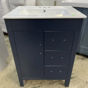 24" Blue Bath Vanity with White Sink Top