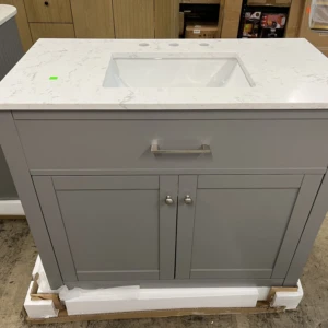 36" Grey Shaker Bath Vanity With Sink Top