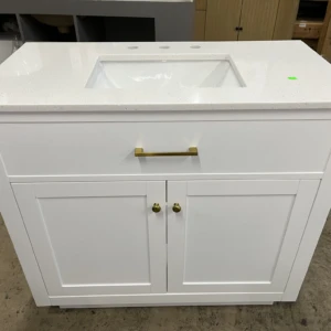 36" White Shaker Bath Vanity with Quartz Sink Top